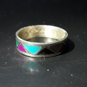 Native American Multi Gemstone Band Ring
